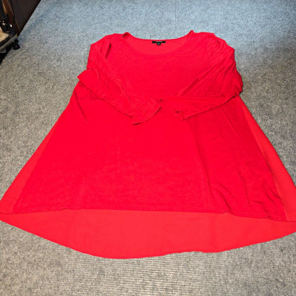 Alfani Women’s XL Red Solid Scoop Neck Ruffle Raglan 3/4 Sleeve Tunic Top